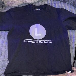 Kids Black Graphic Tee S NYC SUBWAY LINE BROOKLYN TO MANHATTAN L Train unisex